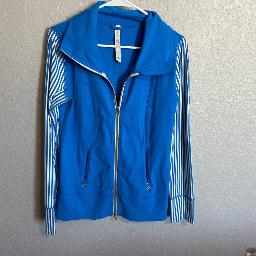 lululemon athletica Blue Jacket with White Stripes